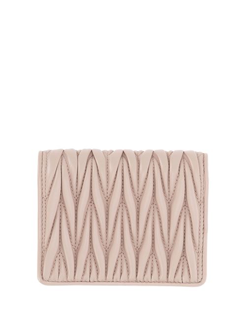 Blush pink matelassé effect  wallet Miu Miu | 5MV2042FPPF0236